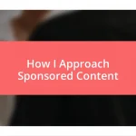 How I Approach Sponsored Content