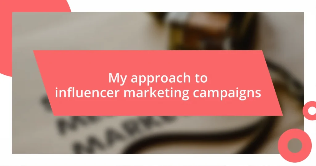 My approach to influencer marketing campaigns