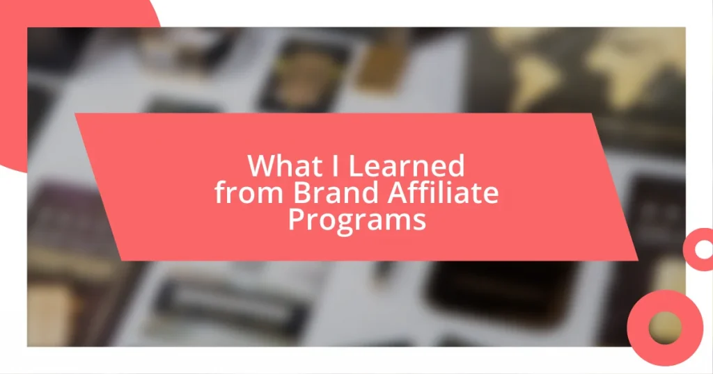 What I Learned from Brand Affiliate Programs